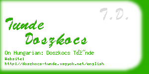 tunde doszkocs business card